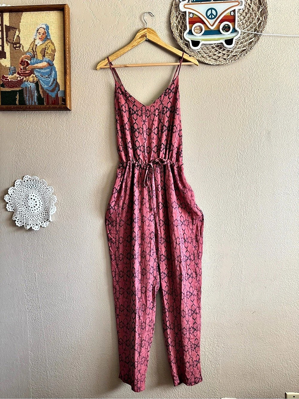 Free People Printed Strappy Jumpsuit Size Medium